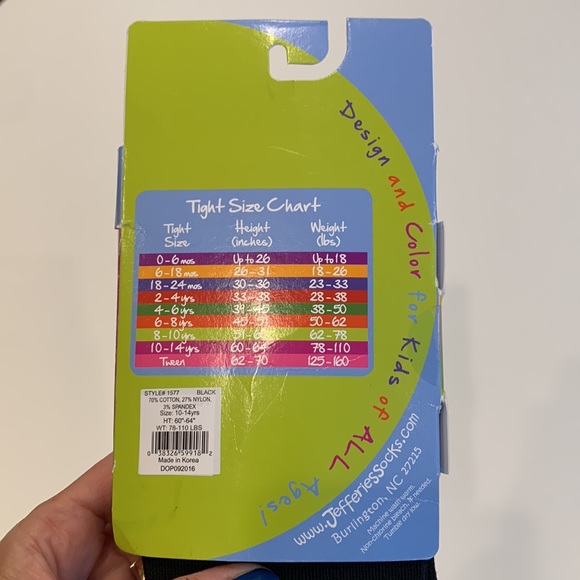 Jeffries Socks Footless Tights, Black, HT 60”-64”, WT 78-110 lbs, Kids 10-14 yrs - Picture 5 of 8